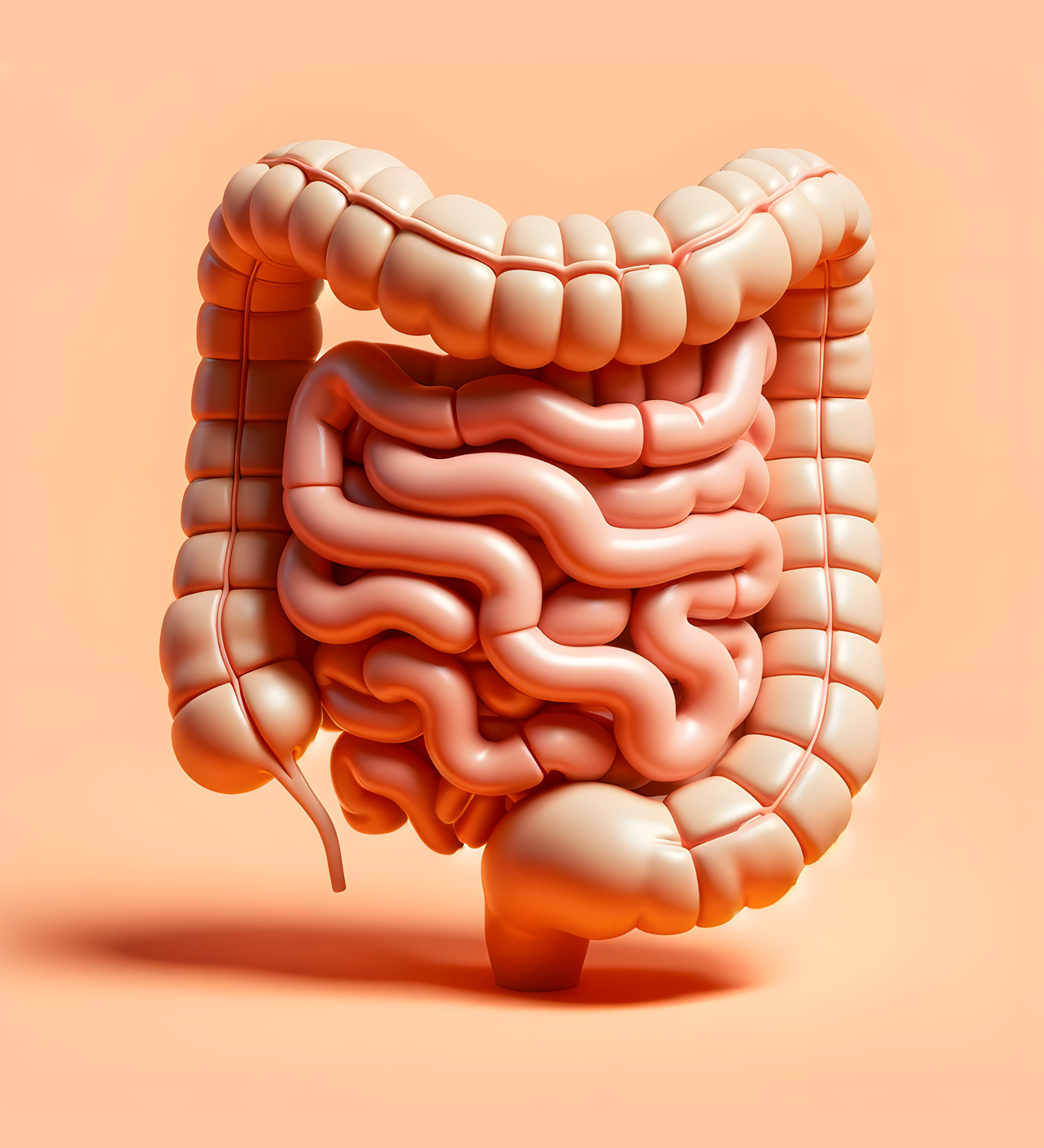 Human gut image next to text explaining benefits of KLAR hydrogen water: reduces gut inflammation, improves gut flora, and enhances nutrient absorption by reducing oxidative stress and preserving the gut lining.